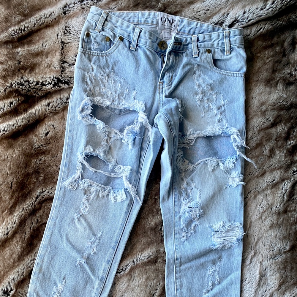 One by One Teaspoon Trashed Free Birds Jeans Sz 27